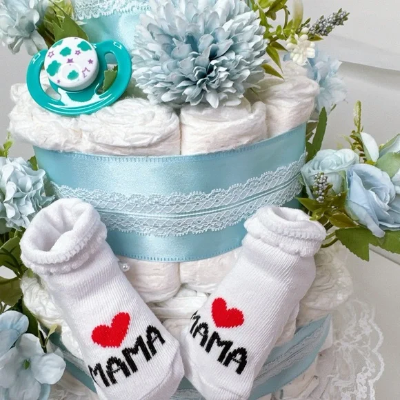 Flowers Boy Diaper Cake, Baby Shower Gift